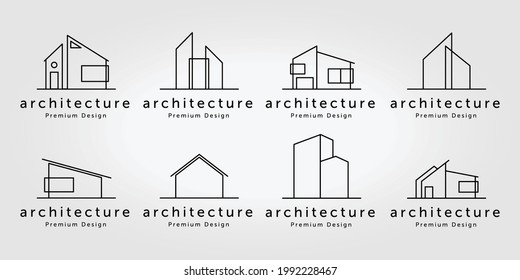 Set Bundle of Real Estate Home Design Inspiration logo Vector Line Art Illustration