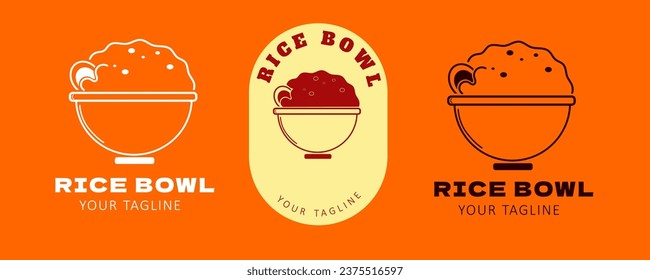 set bundle rice bowl logo minimalist design and modern logo