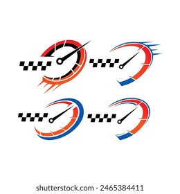 Set bundle RPM speed logo design template 4 pack icon