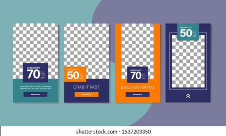 Set bundle of sale banner for mobile page. Editable banner for social media post, web and internet. Discount Sale banner with special offer for smartphone template design.