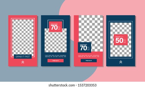 Set bundle of sale banner for mobile page. Editable banner for social media post, web and internet. Discount Sale banner with special offer for smartphone template design.