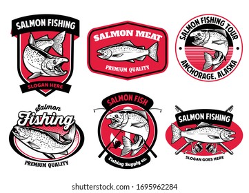 set bundle of salmon fishing badge set