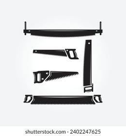 set bundle saw logo vector illustration design, carpentry icon symbol design