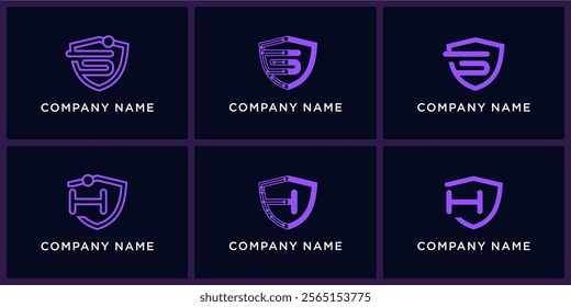 Set bundle Shield tech letters G and H logo design