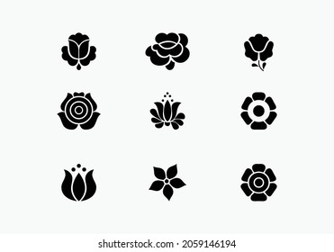set bundle silhouette flower floral
