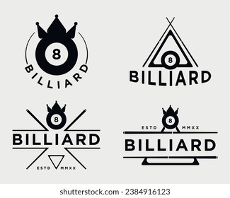 Establecer la plantilla de diseño del logotipo de Billiard Club simple de paquete.