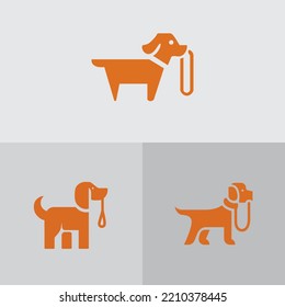 set bundle simple line art logo icon dog mascot premium vector