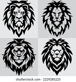 set bundle simple line art logo lion premium vector