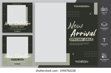 Conjunto de diseño de vectores de plantillas de medios sociales para promoción, marketing y publicidad