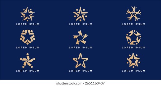 Establecer el Paquete del diseño del logotipo de la comunidad de personas estrella