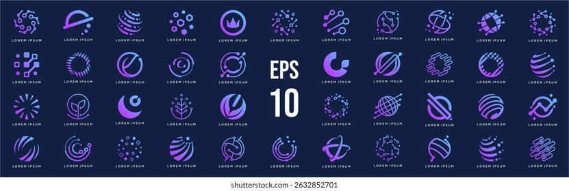 Set bundle tech global logo design