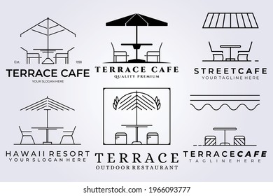 set bundle terrace cafe logo vector icon illustration symbol design coffee shop