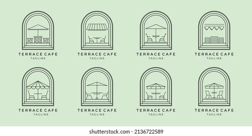 set bundle terrace cafe logo vector icon illustration symbol design coffee shop