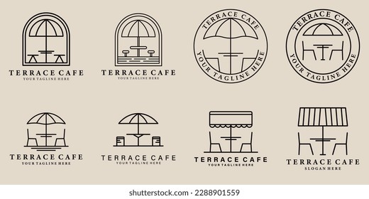set bundle terrace cafe logo line art vector illustration design