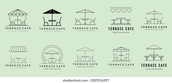 Set-Bundle-Terrasse-Café Logo Vektorsymbol Symbol Design-Coffee-Shop