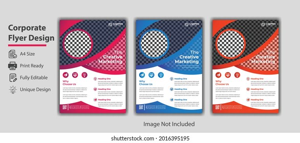 Set bundle  three color abstract business brochure flyers design flyer template a4 blur background template vector pamphlet design magazine poster presentation portfolio flyer infographic layout cover