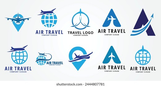 set diseño de logotipo de viaje de Paquete diseño de Ilustración vectorial
