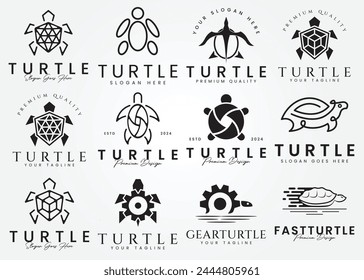 set bundle Turtle logo vector with a minimalist concept