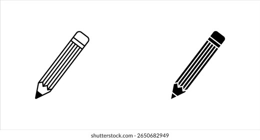 Defina a coleção de vetor de pacote de modelos de logotipo de ícone de lápis. Design de Ilustração de Escola Estacionária