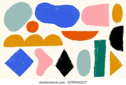 Set Of Bundle Of Vector Color Hand Drawn Various Organic Shapes, Doodles, Old Textures. Grunge Vector Design Perfect For Prints, Flyers, Banners, Fabriс, Branding Design, Covers, Social Media.
