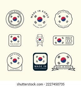 set bundled south korea vector style logo label badge illustration design, made in korea icon design