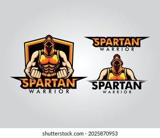 set bundles mascot logo illustration spartan with cartoon vector style