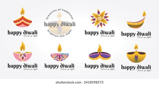 set bundling diwali logo icon vector illustration design. religious traditions of Hinduism and Buddhism