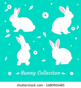 Set of bunnies. Collection of vector bunnies.