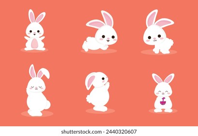 Set of bunnies Easter vector