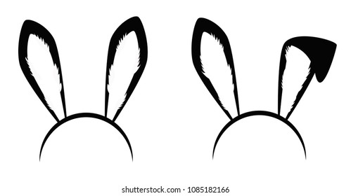 Set of Bunny ears mask on transparent background