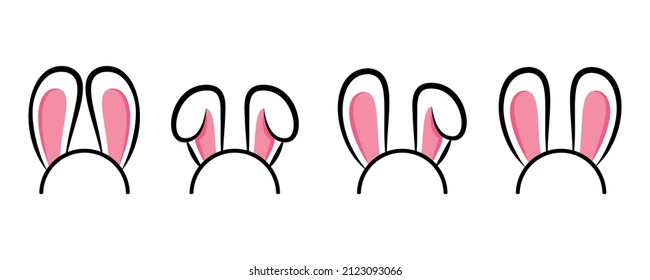 Conjunto de orejas Bunny.Juego de máscaras de orejas Bunny.Colección de ilustraciones de Pascua. Ilustración del vector