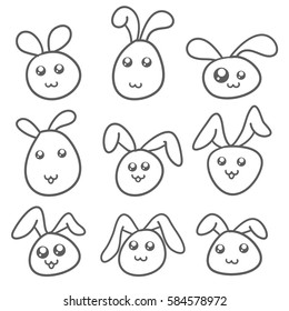 Set of bunny hand draw