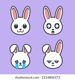 Set of Bunny Rabbit Pig Stickers