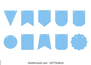 Set of bunting banners. Frames for party. Happy birthday. Decorations for carnavail. Vector illustration.