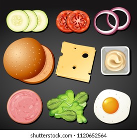 A Set of Burger Element illustration