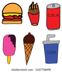 Set of burger food icon vector art design