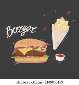 Burger- und Pommes frites