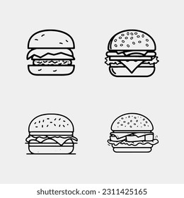 conjunto de plantillas de logotipo de Ilustración del vector de iconos de la hamburguesa