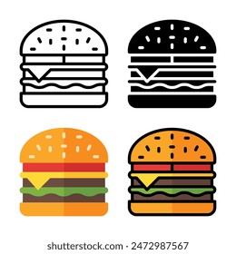 Set of Burger Icon Vector Illustration