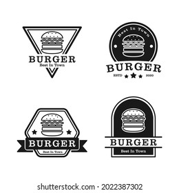 conjunto de logotipo de la hamburguesa sobre fondo blanco. perfecto para la compañía.