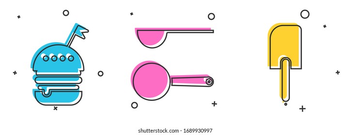 Burger setzen , Messlöffel und Spatula Symbol. Vektorillustration