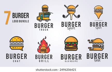 set of burger shop logo vector illustration template icon graphic design, bundle collection of various hamburger logo