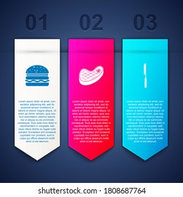 Set Burger, Steak meat and Barbecue knife. Business infographic template. Vector.