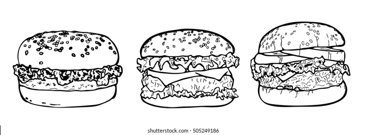 Set of burgers. 