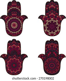 Set of burgundy hamsa