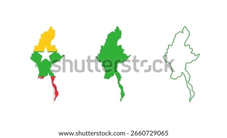 Set of Burma map isolated on white background, vector illustration design