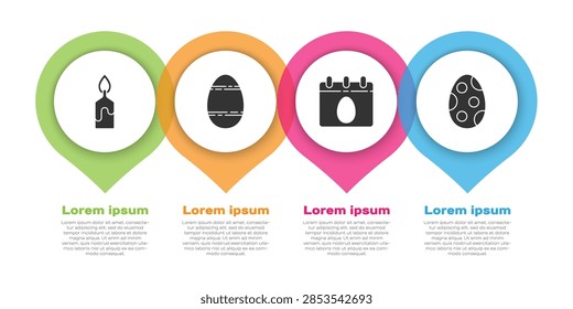 Set Burning candle, Easter egg, Calendar with Easter egg and Easter egg. Business infographic template. Vector