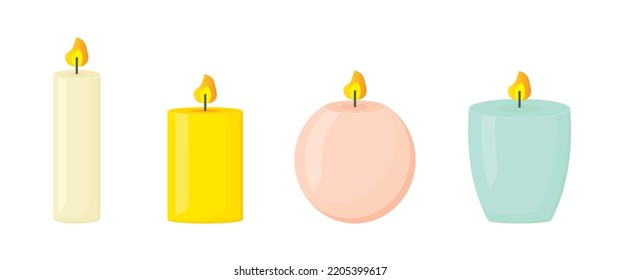 conjunto de velas coloridas ardientes - ilustración vectorial
