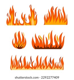 Set Of Burning Fire Illustration 