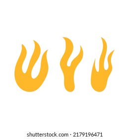 Set of burning fire. Vector illustration on isolated background. Silhouette flame icons. Asian style